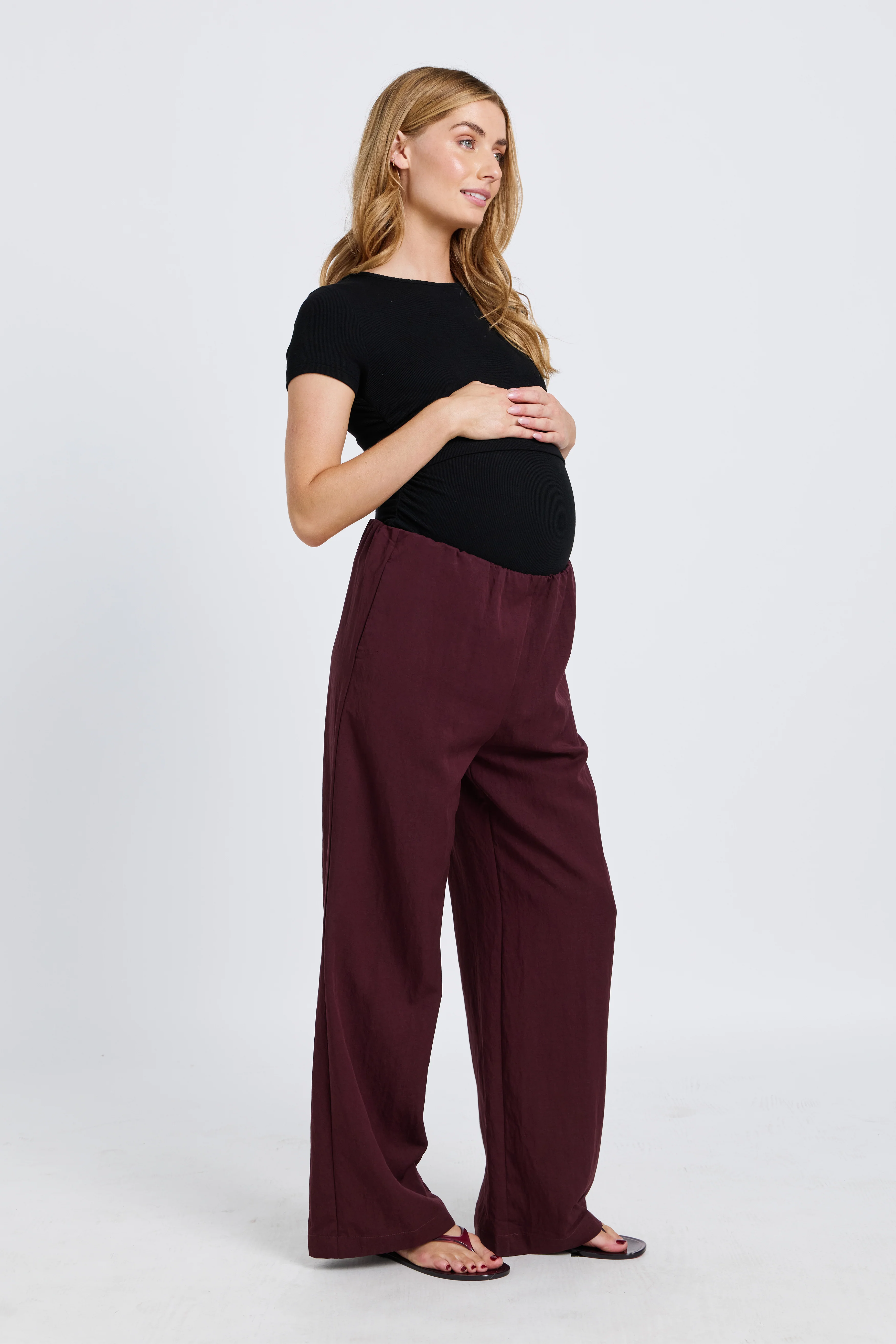 Connie Wide Leg Pant - Burgundy - Image 4