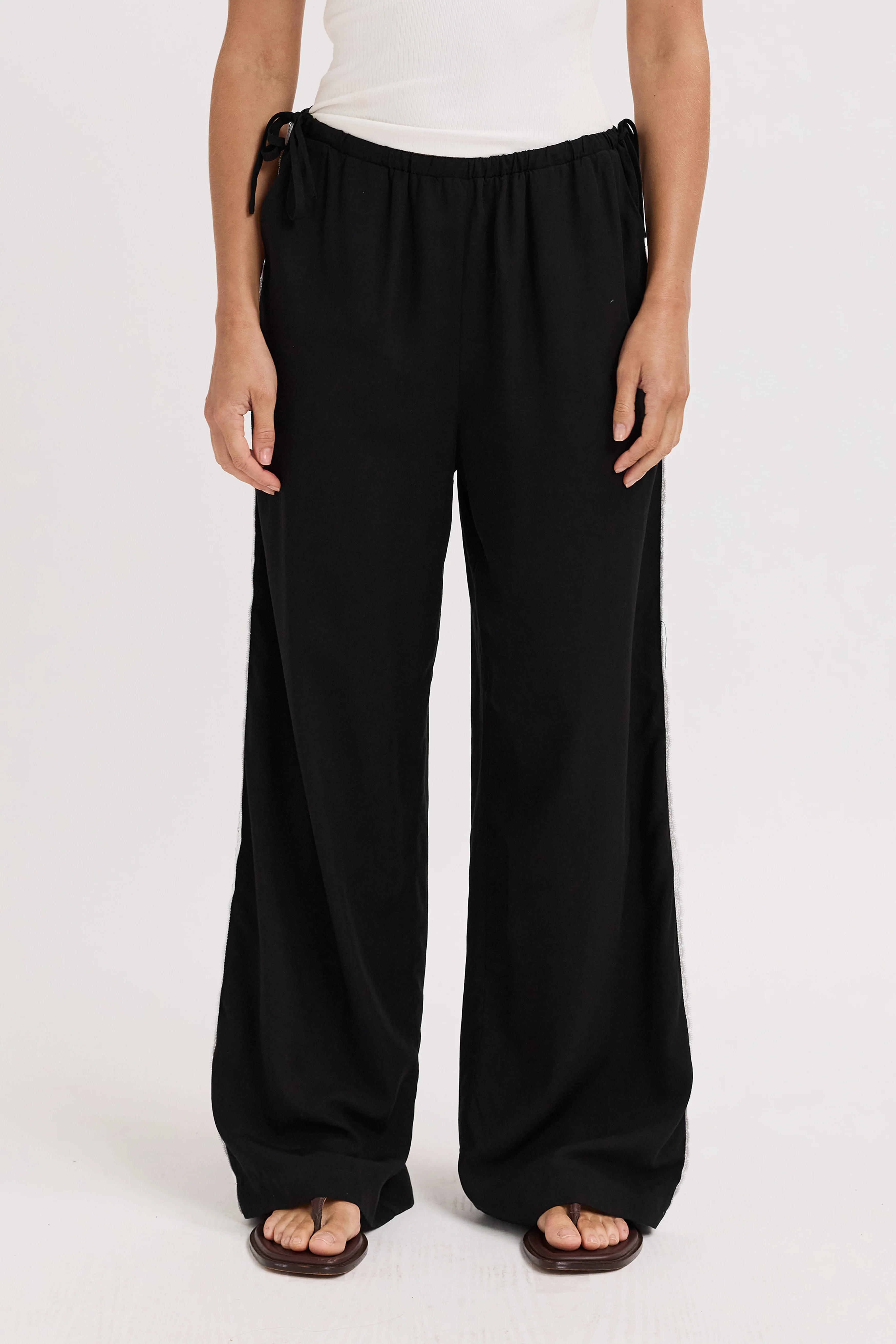 Emory Lace Trim Wide Leg Pant - Black - Image 5