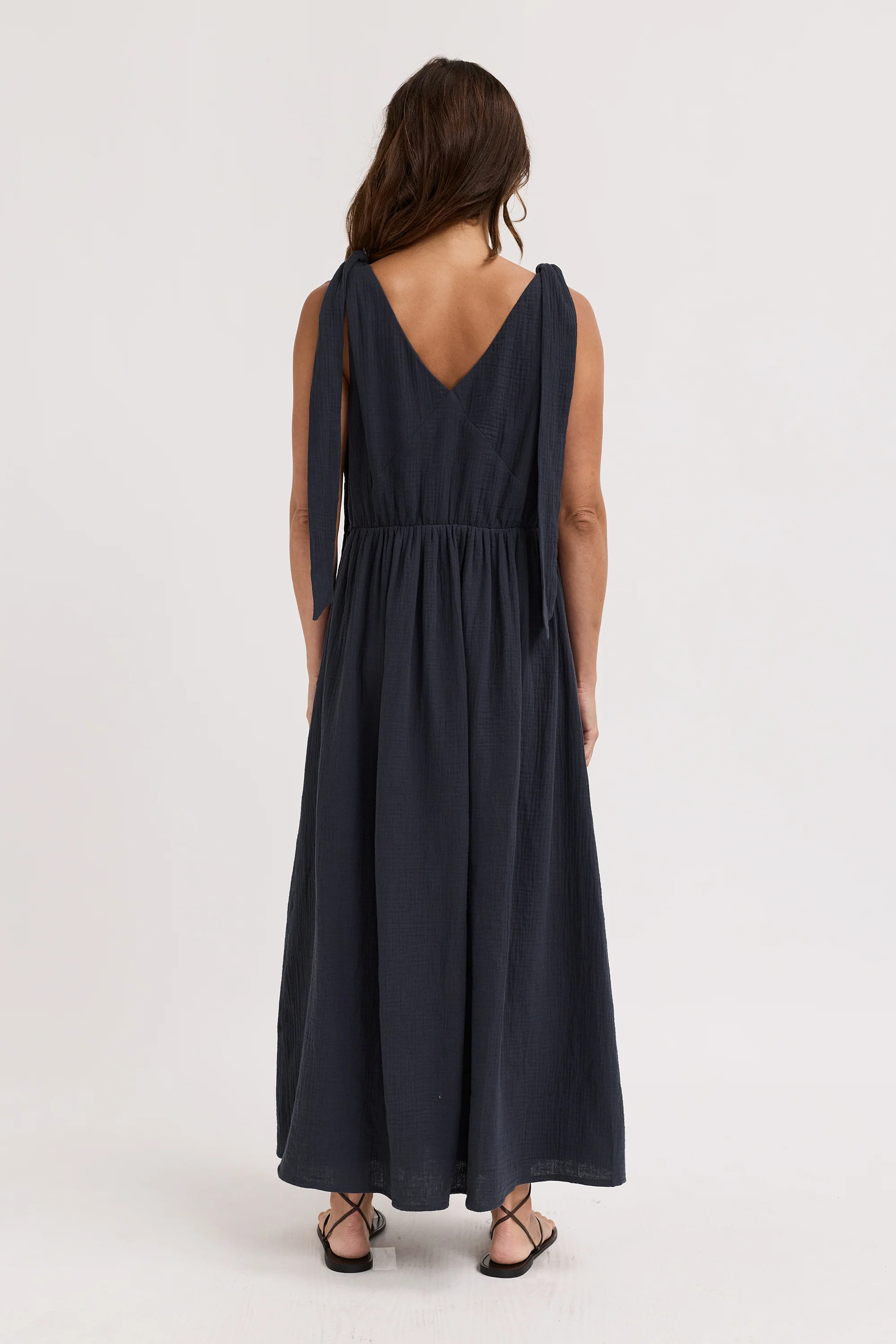 Raya Adjustable Babydoll Maxi Dress - Washed Navy - Image 6