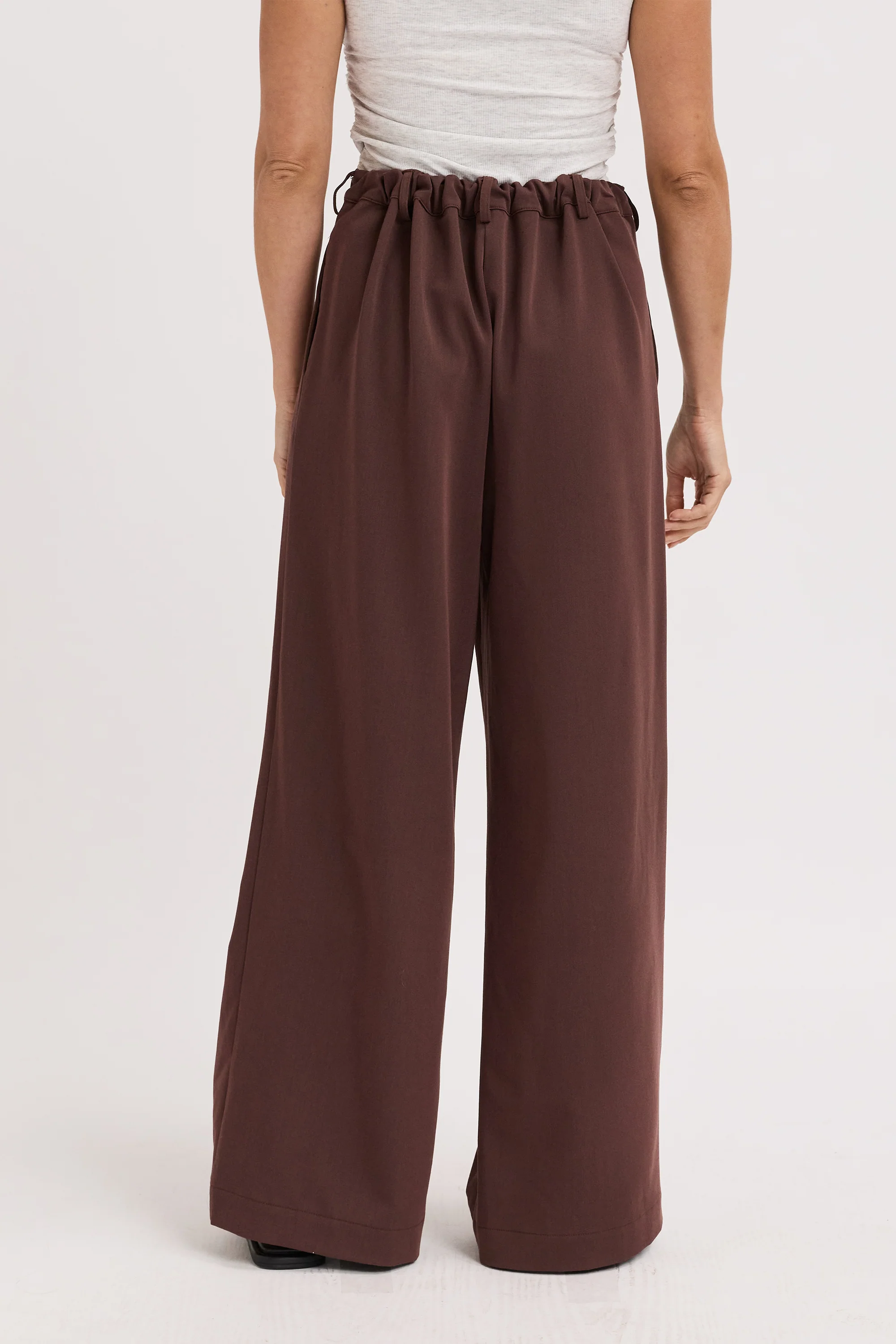 Zadie Adjustable Wide Leg Trouser - Chocolate - Image 4